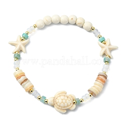 Braccialetti elasticizzati da donna con perline naturali di conchiglia d'acqua dolce&nbsp;BJEW-JB13810-01