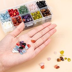 Natürliche Jade & Aquamarin & grüner Aventurin & weiße Muschel & roter Jaspis & Rosenquarz & Tigerauge & Amethyst & Achat & Obsidian Chips Perlen&nbsp;G-PH0033-03