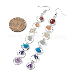 Boucles d'oreilles pendantes en pierres précieuses mélangées naturelles et synthétiques&nbsp;EJEW-JE05703-01