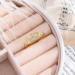 Anillos de dedo de brazalete de circonita cúbica transparente con micro pavé de latón&nbsp;RJEW-G337-23G