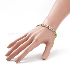 2pcs 2 style graine de verre et imitation perle et bracelets extensibles perlés en laiton pour femme&nbsp;BJEW-JB09033