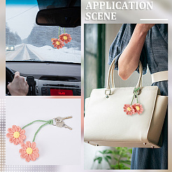 Decorazioni pendenti in filato di lana intrecciato a mano con fiori per ornamenti appesi all'auto&nbsp;HJEW-WH20004-11A