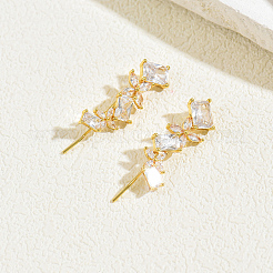 Aretes de latón con micro pavé de circonio cúbico para mujer&nbsp;CY3944