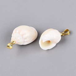 Pendentifs en laiton et coquillage spiralé naturel&nbsp;SHEL-Q029-13KCG