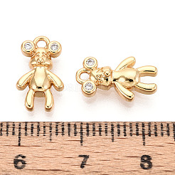 Messing micro pave klare zirkonia anhänger&nbsp;KK-T078-02G-06