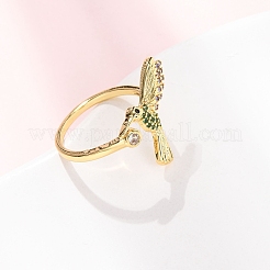 Anelli aperti con polsino in ottone micro pavé di zirconi cubici per donna&nbsp;RJEW-C168-01G