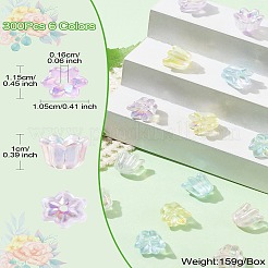 300pcs 6 couleurs perles acryliques transparentes&nbsp;TACR-CJ0001-65