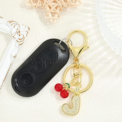 Schlüsselanhänger mit Buchstabenanhänger aus Messing mit Mikropflaster und klarem Zirkonia&nbsp;KEYC-SW00015-J