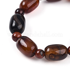 Bracelets extensibles en perles d'agate naturelle&nbsp;G-P570-01L