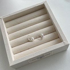 Tropfenförmige rhodinierte Muschelperle-Ohrhänger aus Sterlingsilber für Damen&nbsp;EJEW-Q804-05P