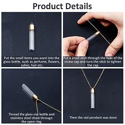 Kit fai da te per realizzare collane con ciondoli in bottiglia di vetro e acciaio inossidabile 304&nbsp;DIY-HS0001-51G