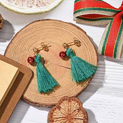 Orecchini pendenti con nappe a forma di albero di natale&nbsp;EJEW-JE06105