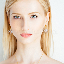 10 pièces en laiton micro pavé pendentifs en zircone cubique claire&nbsp;ZIRC-FH0001-39