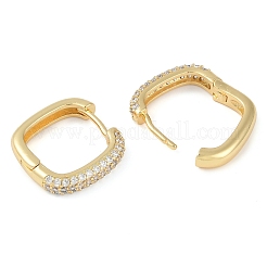 Orecchini a cerchio quadrati con micro pavé di zirconi quadrati in ottone con placcatura a cremagliera&nbsp;EJEW-Z059-13G-01