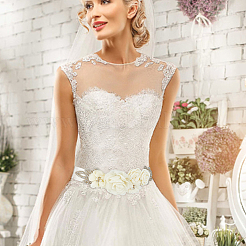 Brautgürtel mit Strass-Blume und ABS-Perlenimitat&nbsp;AJEW-WH0348-119B