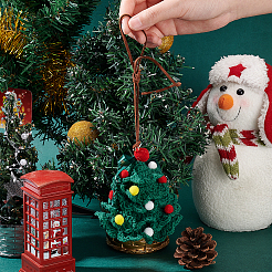 Árbol de navidad de ganchillo colgando decoraciones colgantes&nbsp;HJEW-WH0007-14