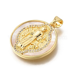 Colgantes de concha de circonita cúbica con micro pavé de latón&nbsp;KK-D328-24G-A