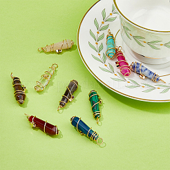 10 pendentif pointu en fil de cuivre enveloppé de pierres précieuses et de verre&nbsp;FIND-FH0006-76