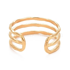 Anillo de puño abierto de triple línea de acero inoxidable 304 con revestimiento iónico (IP) para mujer&nbsp;LS-RJEW-C025-12G