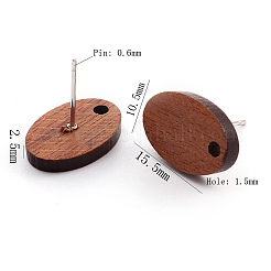 Kokosbraunes Holz Ohrstecker BeZubehör&nbsp;EJEW-CJC0001-12