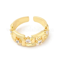 Anneaux de manchette ouverts rectangulaires en zircone cubique transparente&nbsp;RJEW-L106-010G