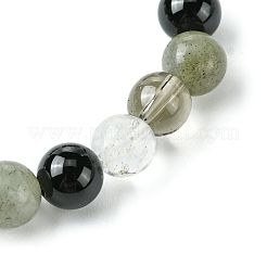 Braccialetti elastici con perline rotonde in quarzo fumé sintetico&nbsp;BJEW-JB10910-11