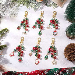 6 pendentif décoratif en alliage émaillé de Noël&nbsp;HJEW-SP0001-31