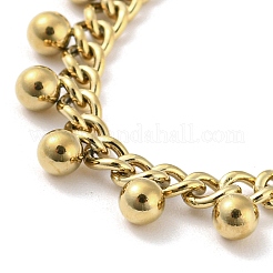 304 Edelstahl runde Kugel Charms Gliederkette Fußkettchen&nbsp;AJEW-G054-01G