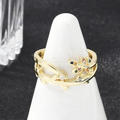 Manschettenringe aus Messing mit Mikropavé-Zirkonia für Damen&nbsp;RJEW-S400-08G