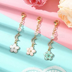 Decorazioni pendenti in smalto in lega di fiori 3 pz 3 colori&nbsp;HJEW-JM02135