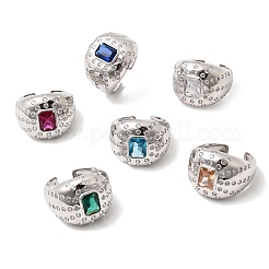 Anelli aperti con polsino in ottone micro pavé di zirconi cubici per donna&nbsp;RJEW-L343-03P