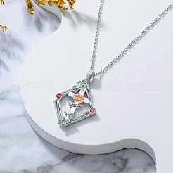 Collane da donna con ciondolo a forma di rombo colorato in lega con strass e croce floreale.&nbsp;WG303FD-01