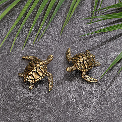 2 décoration décorative en laiton en forme de tortue&nbsp;AJEW-SP0004-98