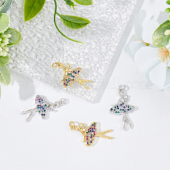 4pcs 2 colores latón micro pave colgantes de circonita cúbica&nbsp;KK-DC0003-39
