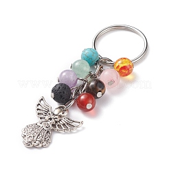 Porte-clés perles de pierres précieuses mélangées&nbsp;KEYC-AL00001