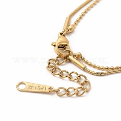 Ionenplattierung (IP) 304 Edelstahl Runde Schlange & Kugelketten Doppelschicht Multi-Strang Armband für Frauen&nbsp;BJEW-E074-03G
