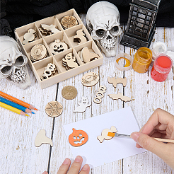 1 Set Holzanhänger-Dekorationen zum Halloween-Thema&nbsp;WOOD-SC0001-92A