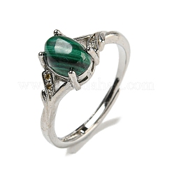 Anelli ovali regolabili in malachite naturale&nbsp;RJEW-Q818-01P-07A