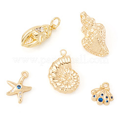 5 pièce 5 styles de breloques en laiton micro pavées en zircone cubique&nbsp;KK-TA0003-29
