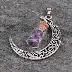 Spalte Glasflasche mit Amethyst innen Anhänger&nbsp;PALLOY-JF00170-05