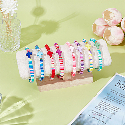 16 Stück 2 Sets Polymer Clay Heishi Perlen Stretch-Armbänder Sets für Frauen&nbsp;BJEW-GO0001-34
