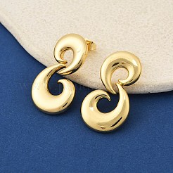 Pendientes de latón con doble luna&nbsp;EJEW-F389-18G