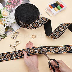Ruban de fleurs jacquard en polyester de style ethnique pour accessoires de vêtements&nbsp;OCOR-WH0097-83A