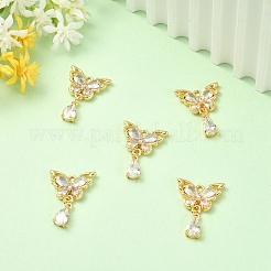 5 pièces en laiton micro pavé pendentifs en zircone cubique claire&nbsp;KK-YW0003-65