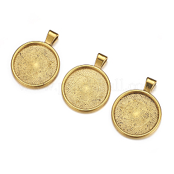 Supports pendant d'alliage cabochon rond plat&nbsp;PALLOY-A15654-AG-NF