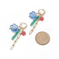 Orecchini a cerchio pendenti lunghi con fiore a lume e nappa in vetro e catena&nbsp;EJEW-TA00138