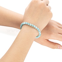 Natürliches Larimar-Kristallperlen-Stretcharmband für Männer und Frauen&nbsp;BJEW-LS0001-06