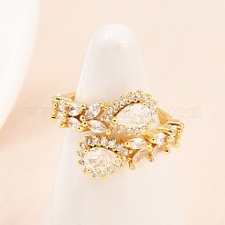 Anelli per polsini da donna in ottone con micro pavé di zirconi cubici&nbsp;RJEW-Z113-48G