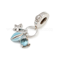 Ciondoli pendenti europei in ottone e smalto blu cielo&nbsp;KK-P324-02P