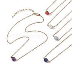 Collares colgantes de piedras preciosas naturales redondas con corte de estrella facetado&nbsp;NJEW-JN05091